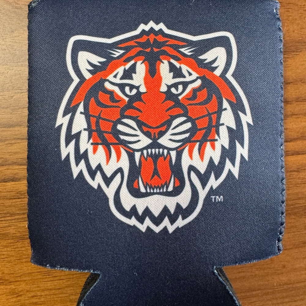 Navy Blue Tiger Print Can Cooler